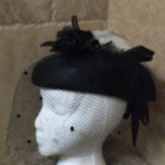 Vtg Peter Bettley Black Fascinator Hat Celebrate Wedding, Garden Party Black Tie